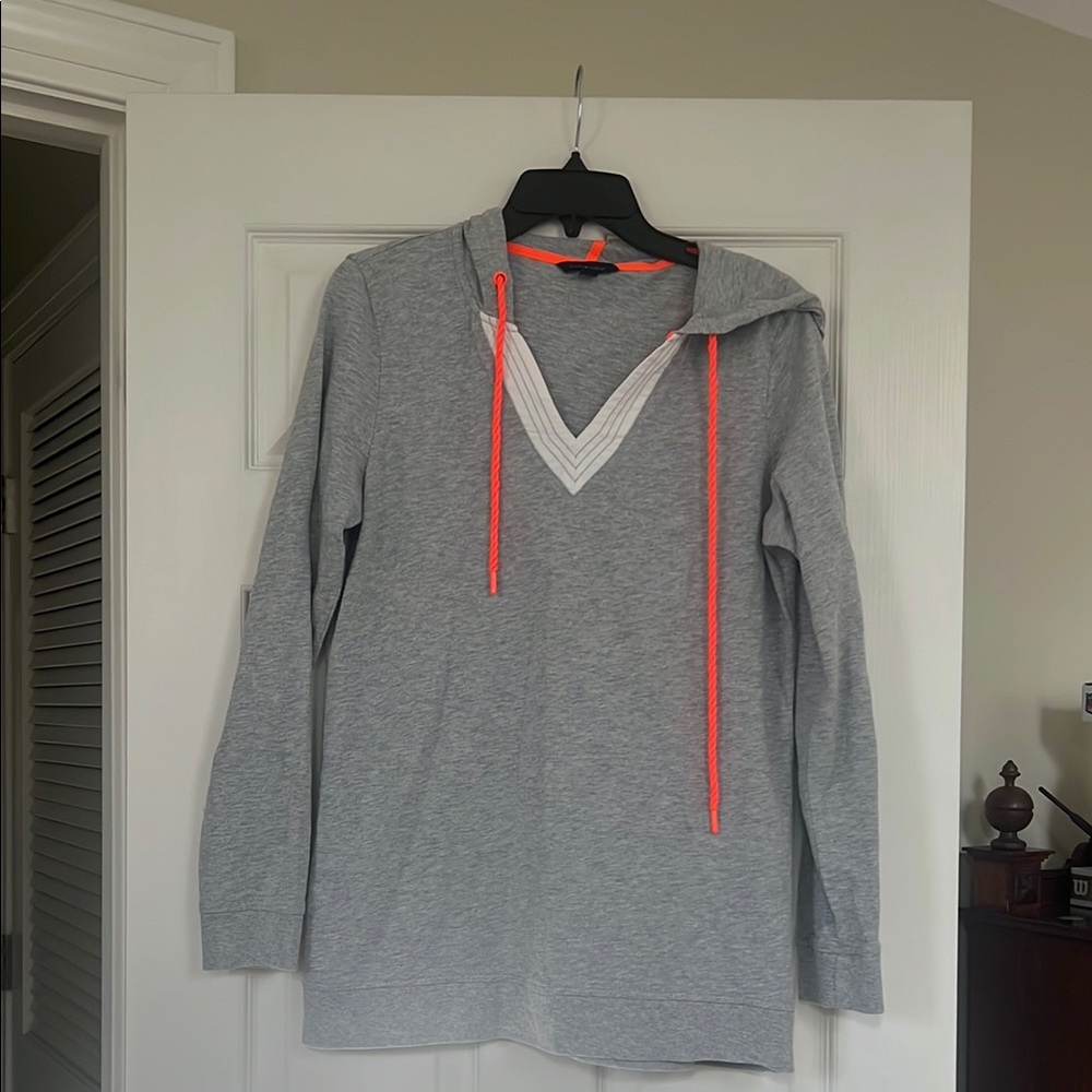 Gray Hoodie with Orange Accents